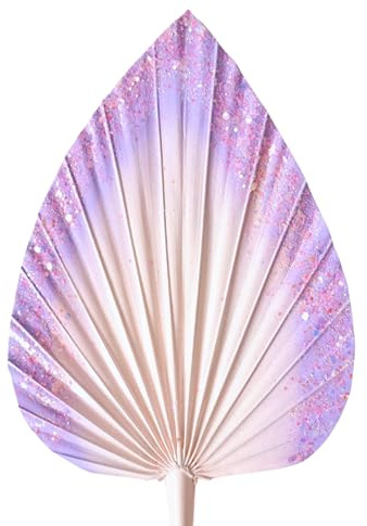 The Baked Studio - Dried Palm Leaf Leaves Palm Spear Cake Topper for Cake Decoration (Pink & Purple Ombre With Glitter)
