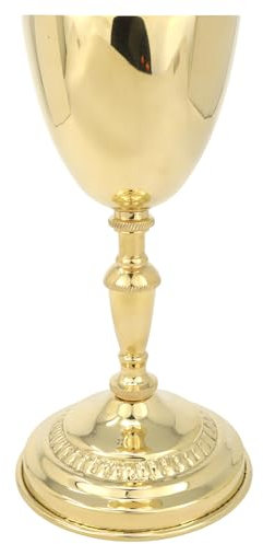 Needzo High Polished Solid Brass Chalice, Catholic Church Supplies for, Communion, Sacred Ceremonies, and Celebrations, 4 by 7.5 Inches
