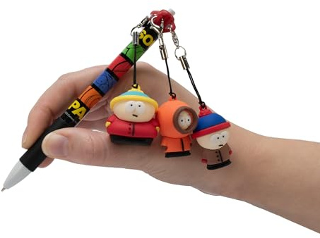 South Park Ballpoint Pen with 2 Collectable Figures, Pen in the Design of the Cult Series, Ideal for Fans, multicoloured, standard size
