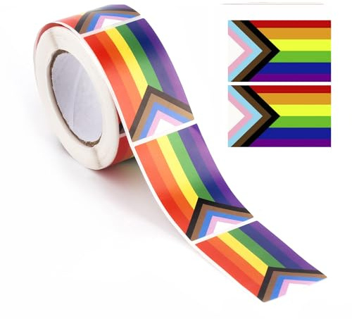 250pcs a Roll Progress Heart Stickers for LGBTQ Pride Parades and Events Rainbow Flag Heart Shaped Stickers on a Roll 30 * 20mm/1.2 * 0.8 inch