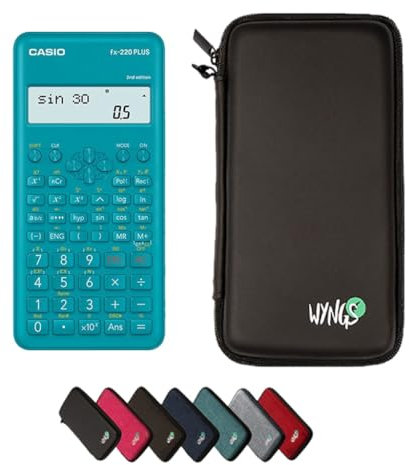 Casio fx-220 Plus 2nd Edition inkl. WYNGS Schutztasche Schwarz - Wissenschaftlicher Taschenrechner - Basic Set