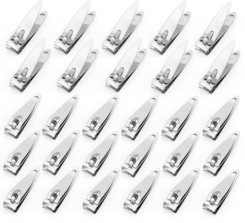 30 Pieces Nail Clippers Flat Toenail Clippers Stainless Steel Toenail Clippers Manicure Pedicure Sturdy Trimmer Set for Men and Women