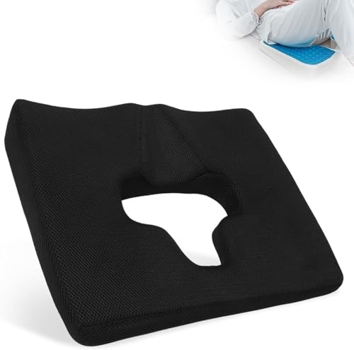 Kissen für Wundliegen für Po, atmet frei aus Fasern, Dekubituskissen, T-förmige Öffnung, dreieckiges Neigungsdesign, Anti-Dekubitus-Kissen für ältere Menschen, Bettlägerige, Behinderte (mit schwarzem