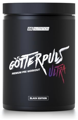 Götterpuls ULTRA Pre Workout 480g Pulver BLACK EDITION | 200mg Koffein – L-Citrullin, OXYSTORM, Citicolin & Cyclic Dextrin – Vegan – 20 Portionen – Brombeere-Felsenbirne-Blaubeere