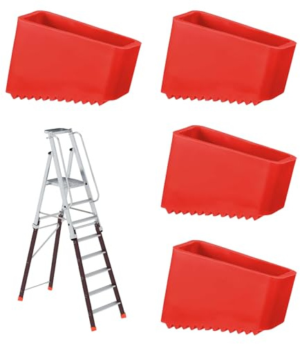 4 Stücke Gummifüße Für Leitern, Gummi Leiterfüße, Ersatzfüße für Leitern, Ersatz Leiterkappen Fußkappen, Universal Leiter Fußa Bdeckungen, Teleskopleitern Sicherheitsfußabdeckungen, Rot