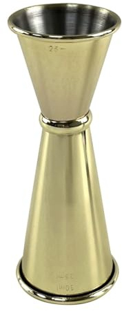 Beaumont Gold Plated Banded Cocktail Jigger 25ml/35ml/50ml - Stainless Steel, Dishwasher Safe, Spirit Measurer, Ideal for Bars, Home Use, Mixologists | Dishwasher safe spirit measurer provides accurate dual-sided measures for busy commercial bars or home mixology.
