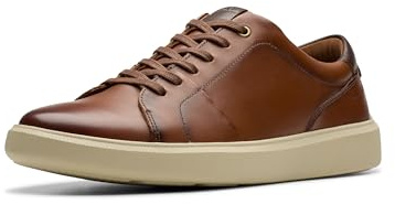 Clarks Men's Brodin Lace Sneaker, Dark Tan Lea, 8 UK
