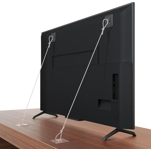 TagIo Paquete de 6 Correas de Seguridad Ajustables para TV de 42 Pulgadas, Anclajes de Pared para Muebles Antivuelco Adhesivos Sin Perforación Que Aseguran Pantallas Planas A la Pared