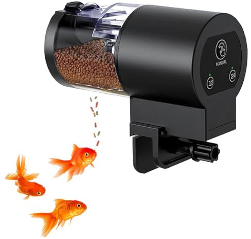 Kioxiuin Automatic Fish Feeder with 100ml Capacity - Easy Setup Timer for Aquarium Fish Tanks, Smart Food Dispenser for Vacations