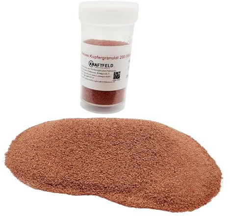 (99 €/kg) 200 g mycket fint koppargranulat, kornstorlek ca 250 µm mikrometer (0,25 mm)