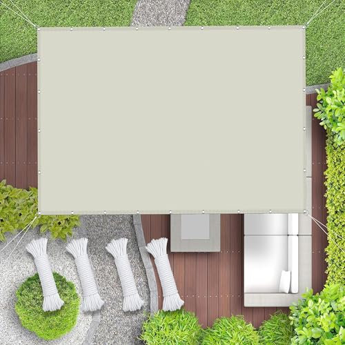 Vela Ombreggiante Parasole Rettangolare 1.2 x 4 m Protezione Solare Raggi UV Vele Parasole Rete Ombreggiante Protezione Solare Antivento con Fune per Esterno Terrazza, bianco