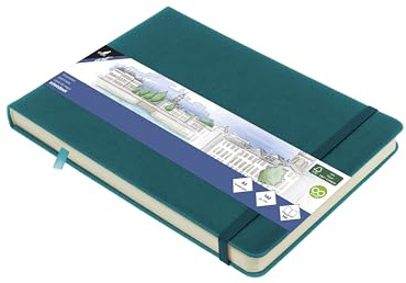 Cuaderno de bocetos Kangaro A5 landscape Dark Turquoise PU Tapa dura 80 hojas 140 gramos papel crema con banda elástica y banda