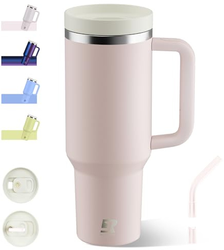 Riley Joy Termo con pajita y asa de 12L,12 horas de bebidas calientes/24 horas de bebidas heladas,aislamiento al vacío,con tapa,vaso para beber de acero inoxidable de doble pared a prueba de fugas