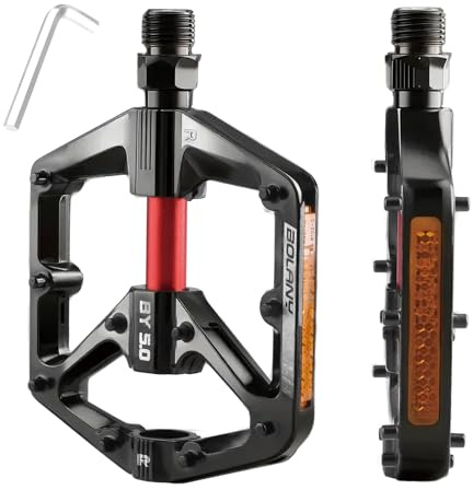 TRIWONDER Cykelpedaler med reflektorremsor för elcykel, mountainbike, vägcykel (03 svart – 2 DU, en storlek)
