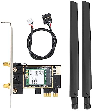Jectse Tarjeta de Red Inalámbrica de Doble Banda, 1730Mbps PCIe WiFi 6 9260NGW 5.0, con Antena de Alta Ganancia 8DBi, para 10 OS