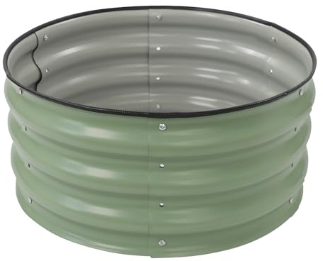 Aiuola rialzata rotonda zincata (diametro 60 x 28 cm), aiuola da giardino in metallo con spessore di 0,6 mm, struttura ondulata, fioriera per terrazza, balcone e giardino, composta da 6 piatti in
