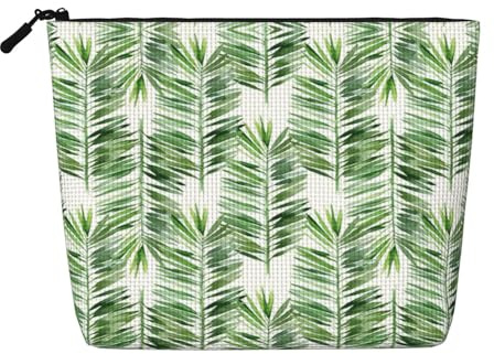 Palm Tree1 Portable Cosmetics Case Fake Hemp, Large Makeup Bag Water Resistant Travel Toiletry Pouch