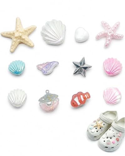 YIPFEN 12 Piezas Charms para Zuecos y Zapatos, de Estrella de Mar Hawaiana Estilo Playero. Pins Decorativos PVC, Accesorios para Niños, Niñas y Adultos.