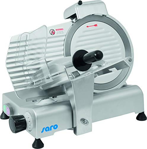 SARO Aufschnittmaschine – Ø 250 mm Klinge – Schnittstärke 0–11 mm – Mit Messerschärfer – Leichtmetallgehäuse – 230 V – Modell AS 250