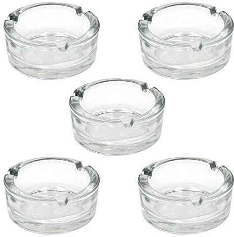 5x runder Aschenbecher aus Glas Tischaschenbecher Glasascher Zigarrenascher
