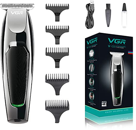 VGR Tagliacapelli per Uomo, rasatura elettrica Professionale a Basso Rumore Senza Filo USB Ricaricabile per Incisione, tagliacapelli Testa Olio, Calvo, Barba, tagliacapelli,Nero