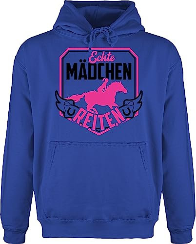 Hoodie Herren Pullover Männer - Pferde Geschenk und Zubehör - Echte Mädchen reiten Fuchsia / Schwarz - S - Royalblau - pferd pulli reiter kapuzenpullover pferdemotiv hoody reitsachen reitsport