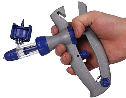 MQEIANG 1 ml 2 ml 5 ml Spritze Veterinary Kontinuierliche Schafe Einstellbare Automatische for Huhn Ente Schwein Kuh Injection Geflügel Injector Vaccine (Color : Blue, Size : 5ml)