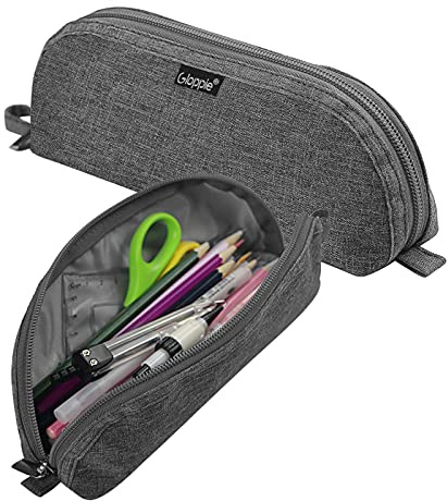 Gloppie Trousse à Crayons Pochette à Stylos Petit Format Étui Scolaire Porte-Crayons Multi Usages - 1PCS & Gris