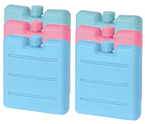 6pk Mini Freezer Blocks Ice Pack, Assorted Colours, 8cm | Small Cold Pack, Reusable, Ideal for Kids School Lunch Boxes, Camping, Picnic, Hiking, Cool Bags