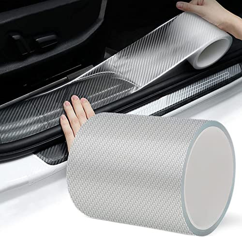 Storystore Car Sill Protectors Strips, 10cmx10m Door Protector Guard Bumper Sticker Anti Scratch Carbon Fiber Wrap Film Guard/Front and Rear Bumper/Door Protector, Clear