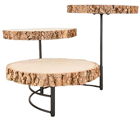 Qianly Wooden Cake Stands 3 Tier Serving Platter for Entertaining Birthday Cake