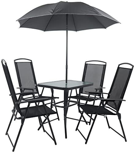 VCM 5-piece garden furniture garden set seating group dining table chairs high back set 80 5-piece garden furniture garden set seating group dining table chairs high back set 80 Anthracite