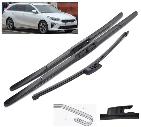 Juego de escobillas limpiaparabrisas delanteras y traseras compatible con KIA Cee'd Ceed XCeed CD 2018-2023 parabrisas ventana 26+16+12