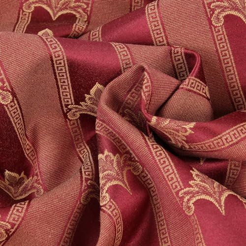 Stoff Meterware Imperio Mischgewebe - 1 Meter, Blumen, Blüten, Streifen, Edel, Elegant, Vorhänge, Deko, Heimtextilien, Accessoires, Frankreich, französisch, Lilie, Adel, Kissen, Tischdecke (Rot)