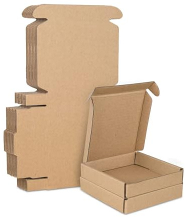 100 Pack Large Letter box Royal Mail PIP Boxes C7 Cardboard Postal Mailing Brown Mini 100 Corrugated Mail Kraft Shipping Carton External measurement 14cm x 10.5cm x 2.3cm Strong Posting Postal
