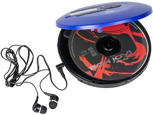 Reflexion CD/MP3 Player - Perfekt für Reisen, mit langlebigem Akku + Mit Kopfhörern (blau) PPL-UKW Radio, Antishock-System, Hörbuchfunktion