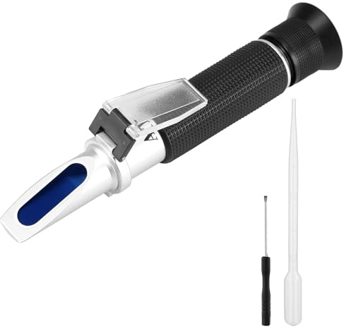 QWORK® Salinity Refractometer, Dual Scale Saltwater Tester Hydrometer with ATC, for Fish Farming, Seawater Analysis, 0-100 ppt & 1.000-1.070 Specific Gravity