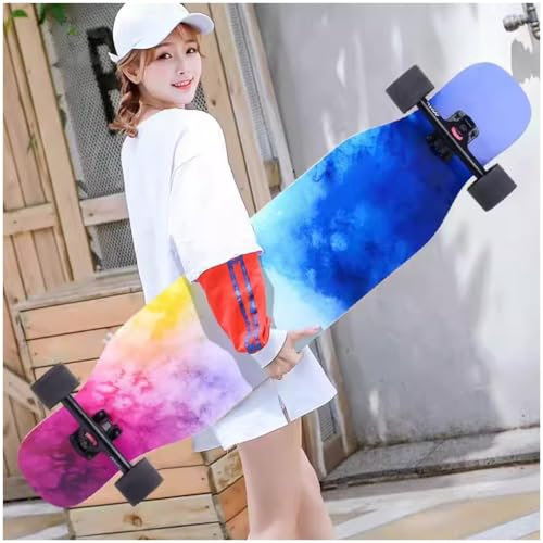 KITCISSL 42 Zoll Skateboard Anfänger, 8 Schicht Maple Anfänger Longboard Skateboard for Kreuzfahrten Freestyle, Complete Skateboard Longboards for Jungen Mädchen Erwachsene Kinder(Color:C)