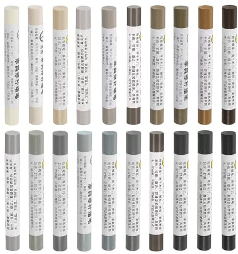 QUARKZMAN Möbel Reparatur Wachs Buntstifte Set 20Stk - Holz Spachtel Stick Ausbessern Möbel Markierer - für Kratzer Löcher Tische Schreibtische Holz Laminat Beläge Grau Serie