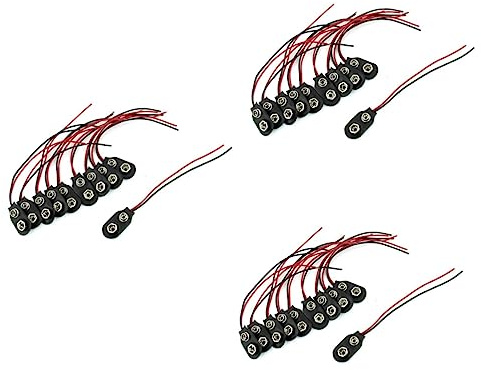 Yardenfun 30 Pz clip per batteria con cavo Connettore batteria 9v Clip per 9v