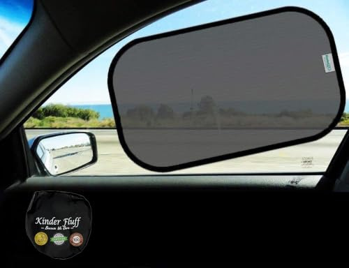 Car Window Shades - Certified 99.79% UVA & 99.95% UVB Sun Protection. Award Winning Car Sun Shade for Side Windows. 4 Pack Transparent Shades 20 x 12 - Window Shade for Car Baby by Kinder Fluff
