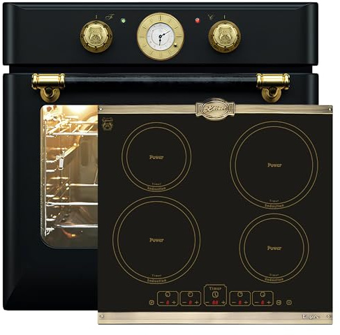 Kaiser EH 6432 BE + KCT 6195 IEm, four encastrable électrique, 68 L, tournebroche, 10 fonctions, avec plaque à induction autonome 60 cm, 4 zones avec booster