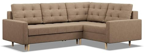 Mebligo - Ecksofa mit Schlaffunktion und Bettkasten Elma, Eckcouch mit Ottomane Rechts, Sofa L Form (BxTxH) 223 x 172 x 88 cm, Couch Wohnzimmer, Ecke Sofa, Braun (Lux 2)