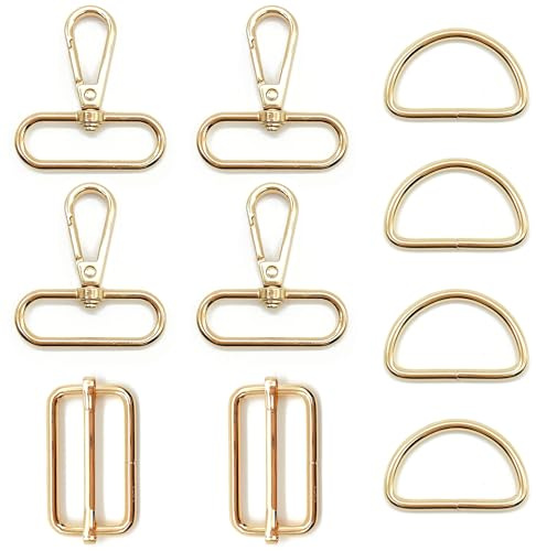 Niuhong 10 Pcs Ganci Scatto Giunto Girevole Anelli D Cursore Regolazione Cinghia Tri Glide Scorrevole Fibbia Fai Da Te Borsa Tracolla Crafting Artigianato Riparazione Borsa Accessori (Golden 38mm)