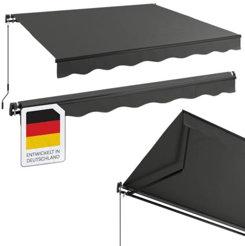 STEELSØN Gelenkarmmarkise Kestria 300x250 cm Markise Sonnenmarkise Sonnenschutz Gelenkmarkise aus Aluminium/Polyester wetterfest Blickdicht anthrazit
