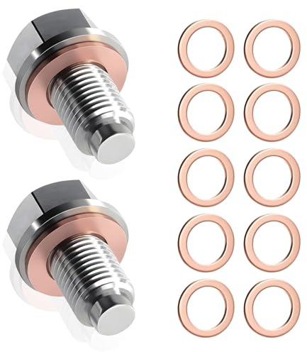 XHNKEG 2 Stück Ölablassschraube Magnetische, m14x1,5 Öl Ablassen Schraube Ablassschraube mit 10 Dichtung Öl Ölschraube Adapter Ölwannenablassmutter für Meisten Autos Boote