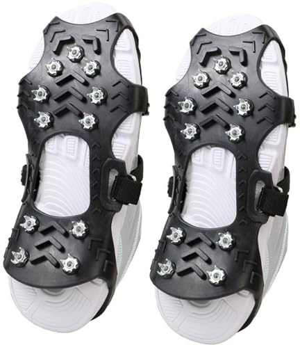 Oiieco Steigeisen, Eisklampen für Schuhe und Stiefel, leichte Eis-Schneegriffe Klammer, Silikon-Edelstahl-Greifer, Schuhspikes, Griffe, Traktion für Eis, Schnee, für Winter, Wandern, Outdoor, Angeln