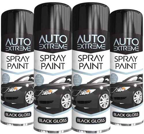 Balaju Height 4x BH Black Gloss Spray Paint – Quick Dry, Petrol Resistant, Hard Wearing, Crack Resistant – Interior & Exterior Car, Metal, Wood, Plastic Surfaces, 250ml each, Pack of 4