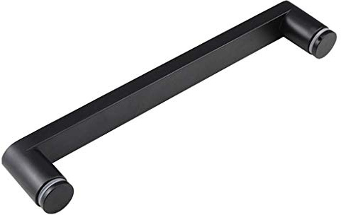 CFWSHJ Pullo Doccia di Vetro - dell'ingresso Pulsante Manopola della Porta del Bagno per Porte Esterne Interni Rettangolo Quadrato Forma Piatta, Acciaio Inossidabile Nero