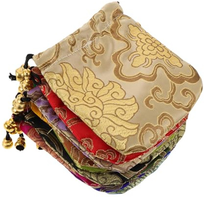 IWOWHERO 30 Piezas Unidades Bolsas Joyería Brocado Seda con Cordón Bordado Diseño Tradicional para Almacenamiento Joyas y Dulces Viaje Boda Regalos